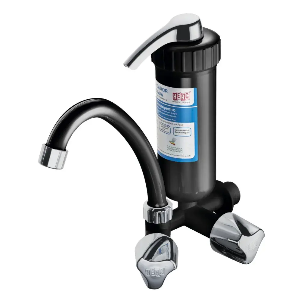 Purificador de parede com bica móvel plus preto cromado Herc