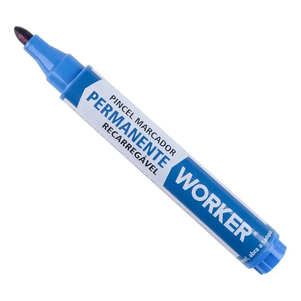 Marcador permanente recarregável azul ponta grossa Worker — fotografia 11
