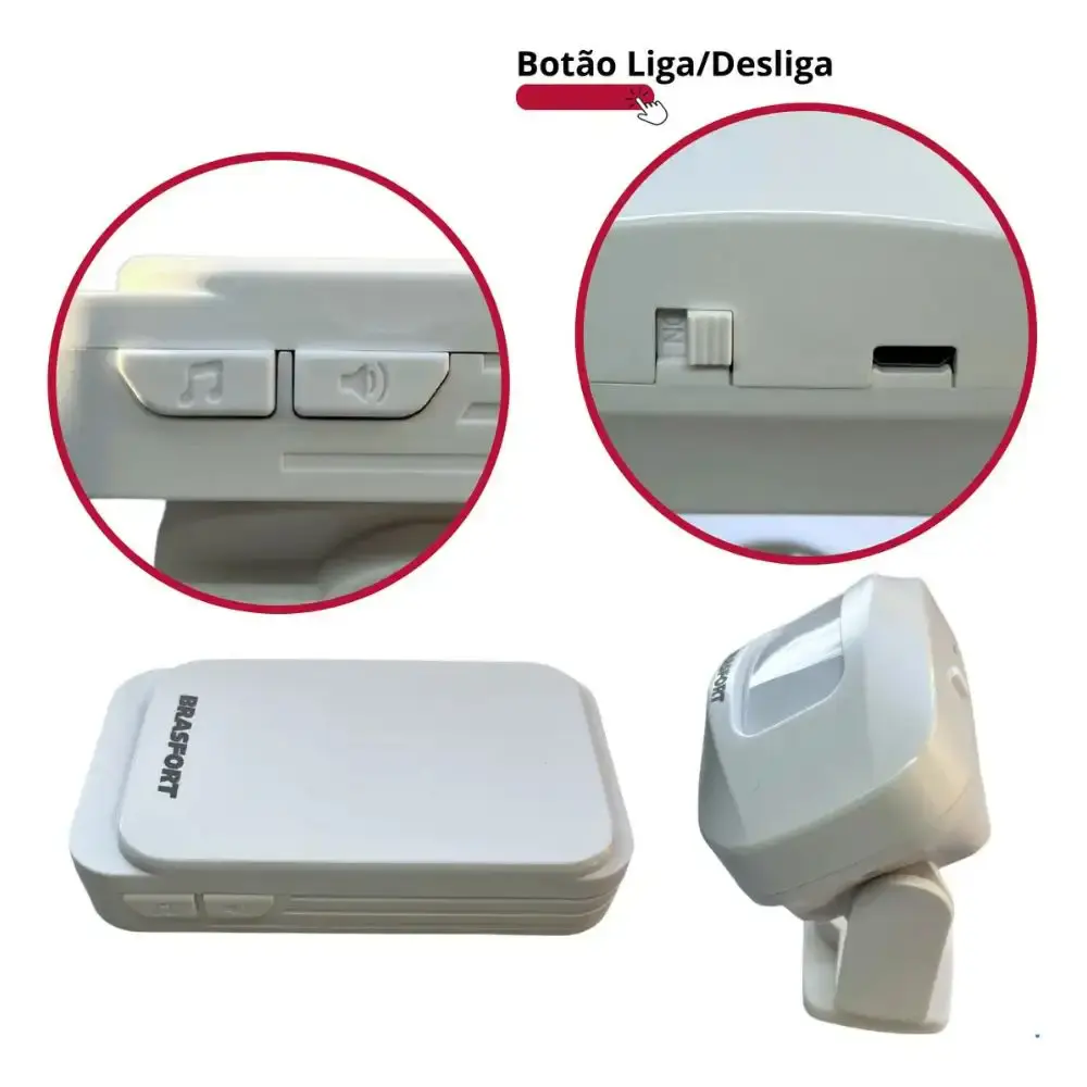 Anunciador de presença com sensor 100 metros e 52 tipos de sons Brasfort — fotografia 3