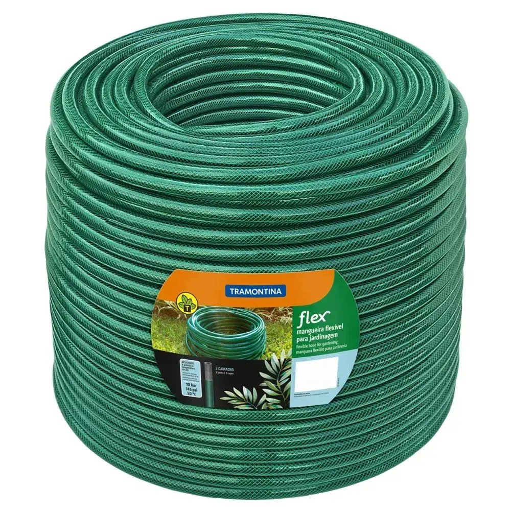 Mangueira flex verde em pvc 1/2 de 3 camadas - 200M Tramontina — fotografia 4