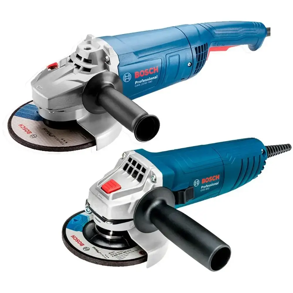 Esmerilhadeira angular 4.1/2 POL GWS850 e esmerilhadeira 7 POL GWS 2200-180 vulcano Bosch 110 V — fotografia de referência