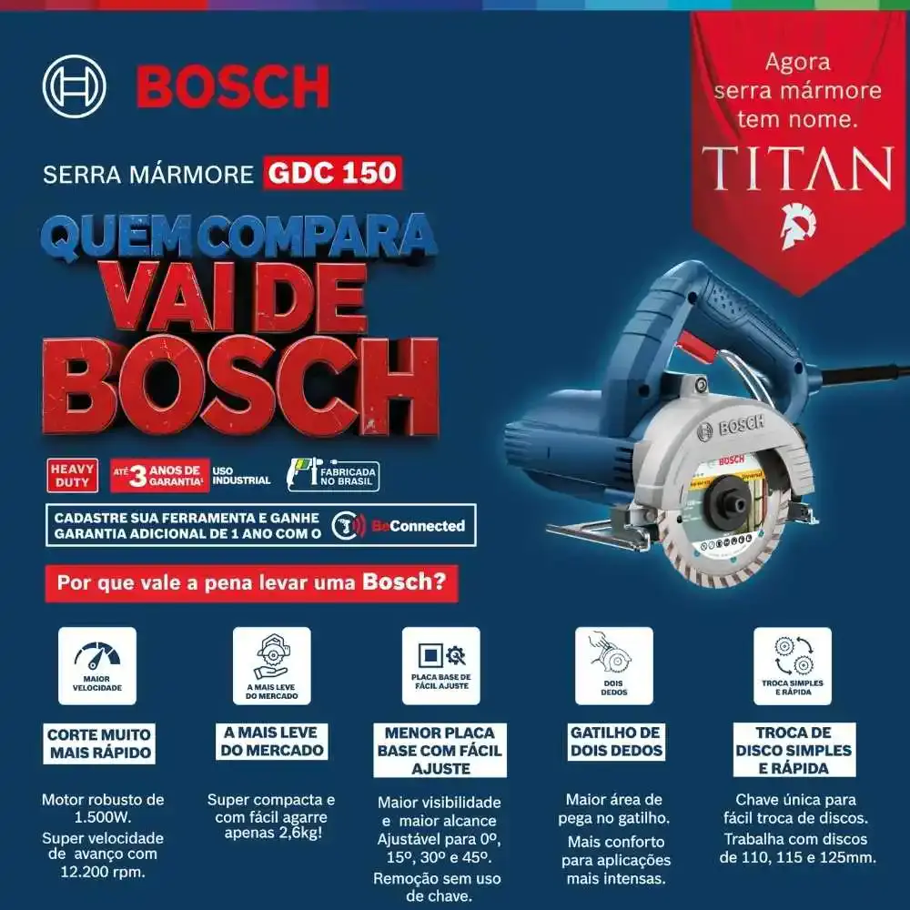 Serra Mármore a seco Bosch GDC 150 TITAN 1500W 220 V — fotografia 12