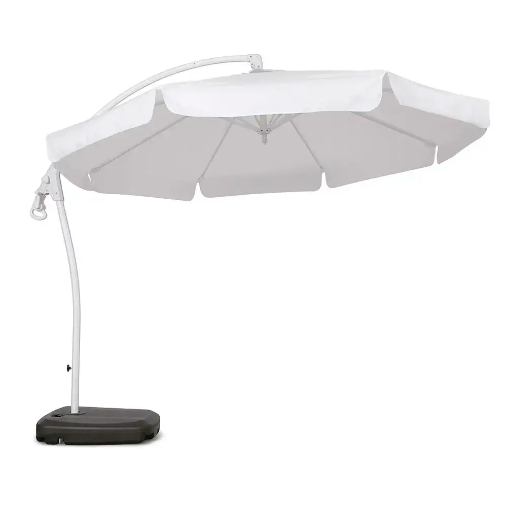 Ombrelone suspenso búzios giratório 360° 3M branco + base em ABS 50 litros preta 891001 BEL BEL FIX — fotografia de referência