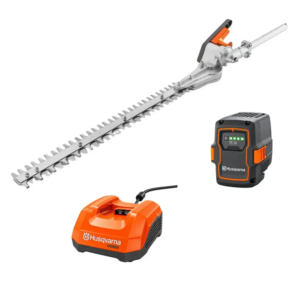 Acoplamento do podador de cerca viva HA322 carregador 40-C500X e bateria B220X Husqvarna