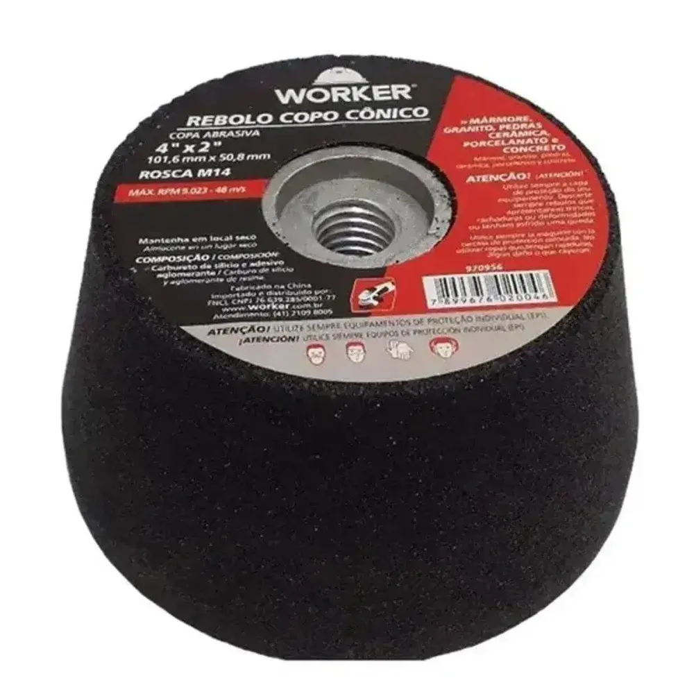 Rebolo copo cônico com rosca M14 G120 5”” 127X50MM Worker — fotografia de referência