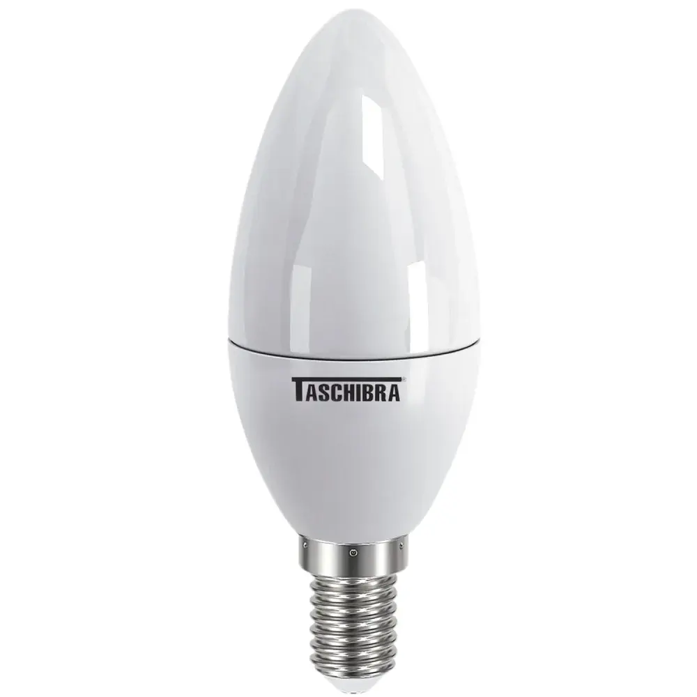 Lâmpada led vela E14 leitosa 3,1W 6500K biv Taschibra
