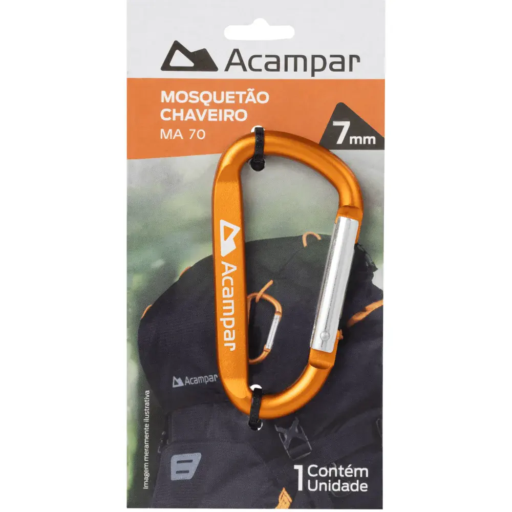 Mini mosquetão 7MM alumínio laranja Acampar — fotografia 4