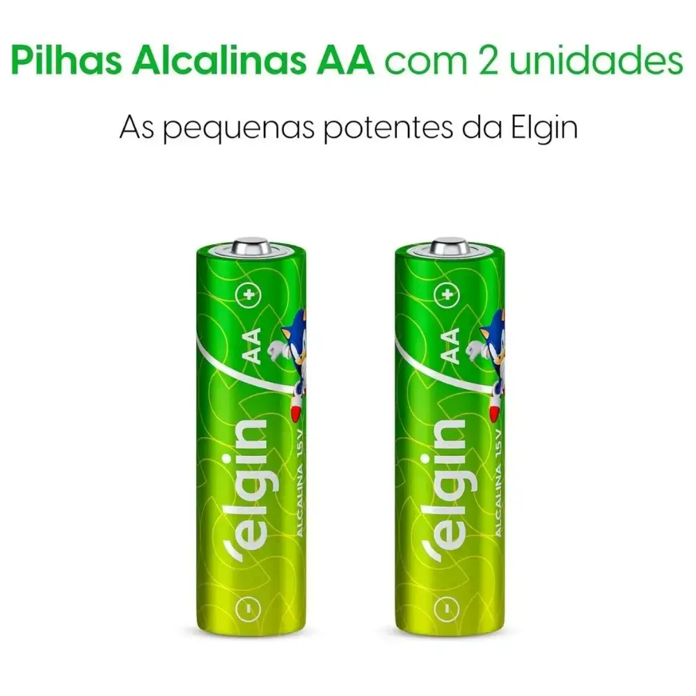 Pilha alcalina tipo palito 1,5V AA 2 peças Elgin — fotografia 2