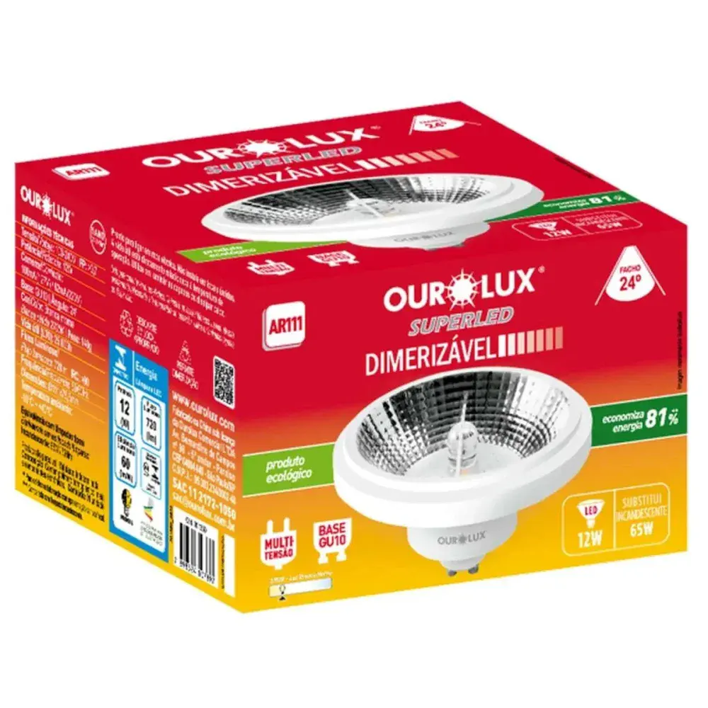 Lamp led AR111 dimer 12W 2700K biv 24 Ourolux — fotografia 2