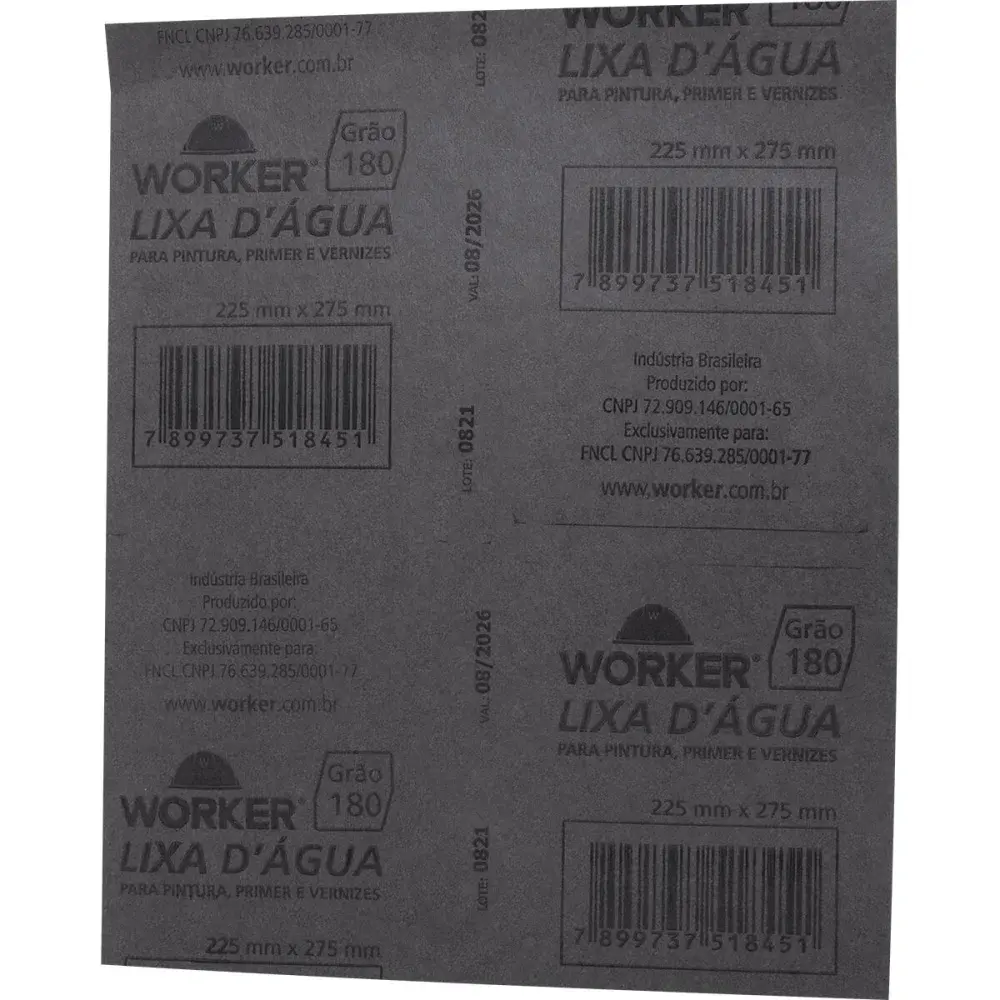 Lixa d água grão 180 225MM x 275MM Worker — fotografia 3