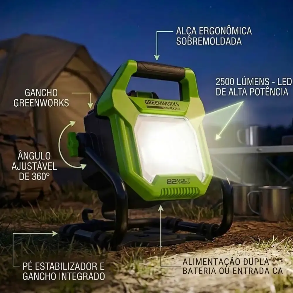 Refletor de led 82V 2500 lumens 40W Greenworks — fotografia 4
