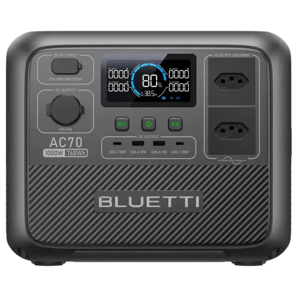 Estação de armazenamento de energia portátil 1000W 768WH AC70 110V Bluetti