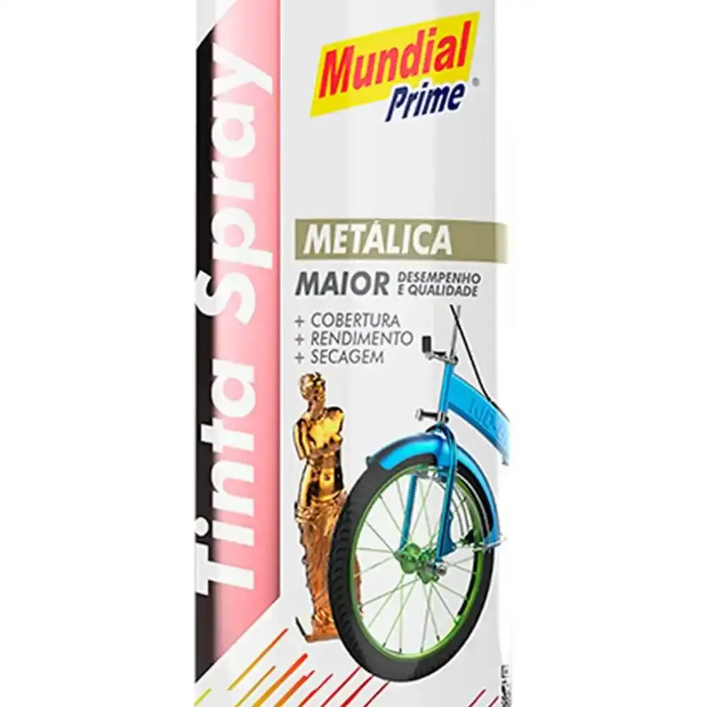 Tinta spray 400ML metálica vermelho AE01000063 mundial prime — fotografia 3