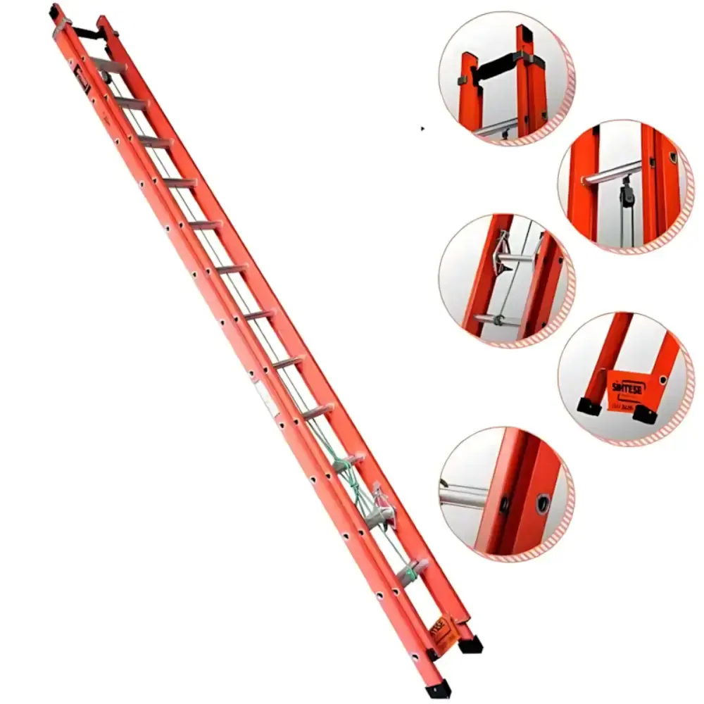 Escada de Fibra de Vidro 23 Degraus Extensível 4.2 x 7.2 Metros EAFD-23 SÍNTESE