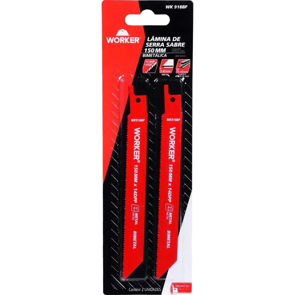 Lâmina para serra sabre bimetálica 1/2” 150MM 14 dentes Worker — fotografia 9