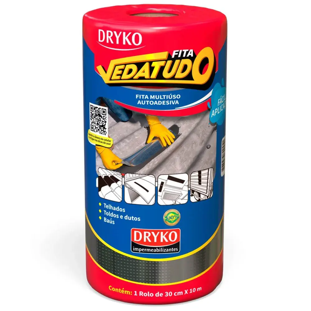 Fita adesiva asfáltica alumínio vedatudo 30CMX10M Dryko