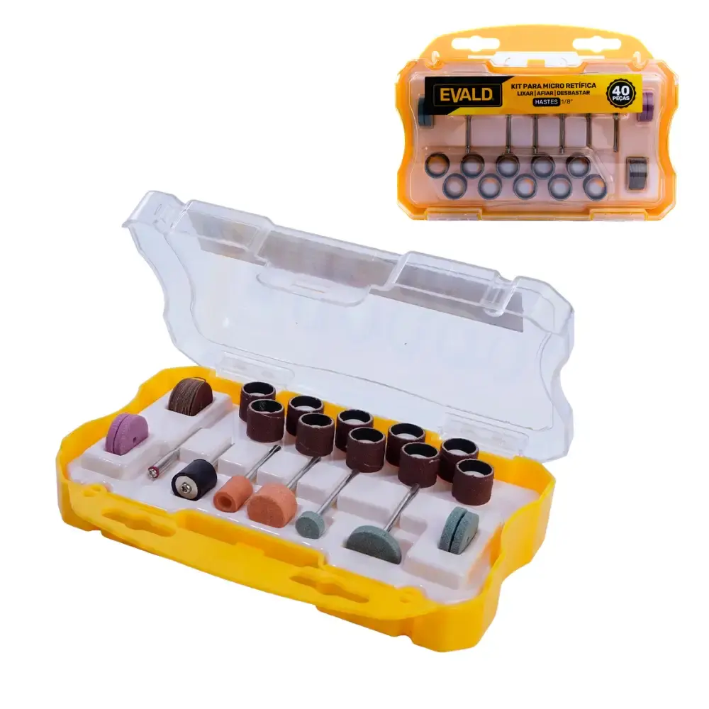 Kit para micro retífica lixas, afiar e desbastar com 40 peças Evald — fotografia de referência