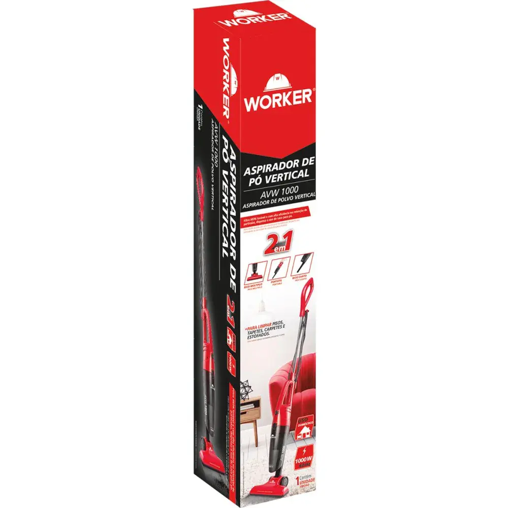 Aspirador de pó vertical 2 em 1 1000W 1,2L 127V Worker — fotografia 6