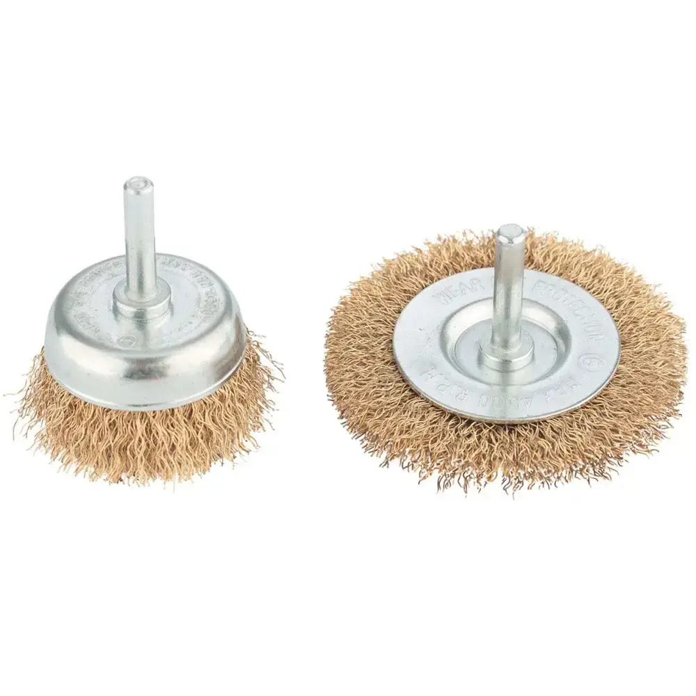 Escova de aço kit 2 peças circular 100MM e 75MM com haste MTX — fotografia de referência