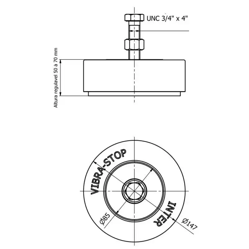 Vibra-Stop intermediário antivibratório 5000 KG/20000 KG rosca 3/4 POL INT34 kit 4 peças Vibra-Stop — fotografia 5