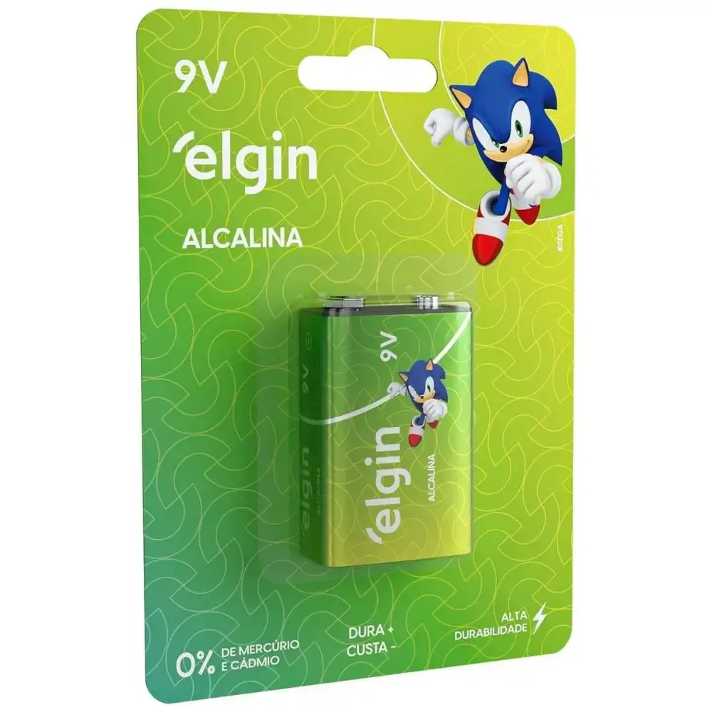 Bateria alcalina 9V pilha 82158 Elgin
