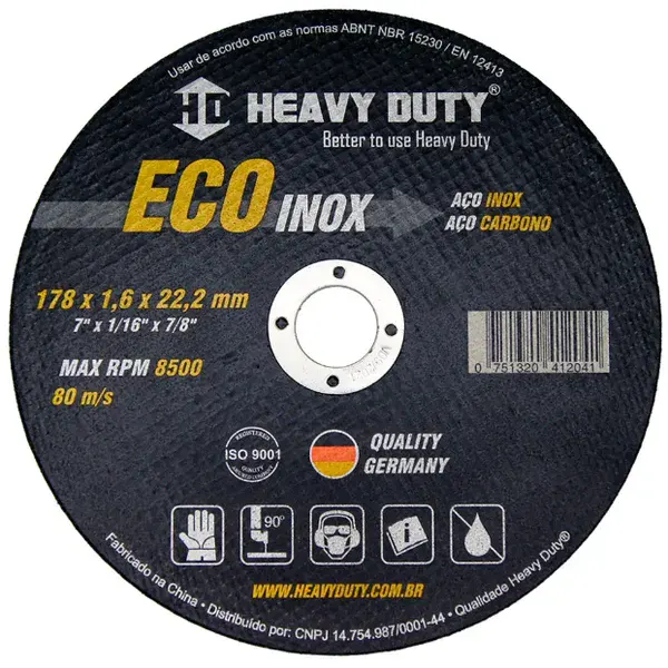 Disco de Corte Eco Inox 178 x 1,6x 22,2MM - Heavy Duty