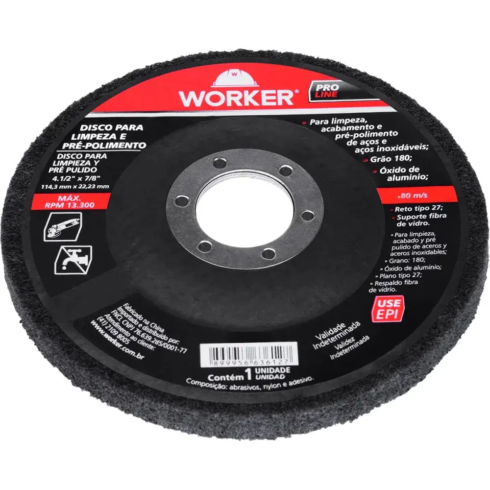 Disco flap para limpeza e pré polimento grão 180 4.1/2” Worker — fotografia 8