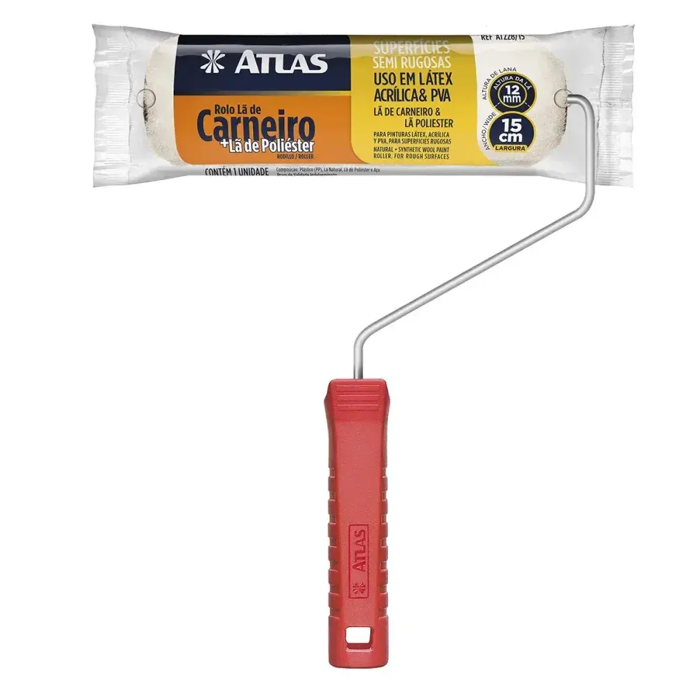 Rolo de pintura mista lã carneiro/poliéster 15CMX12MM Atlas — fotografia 2