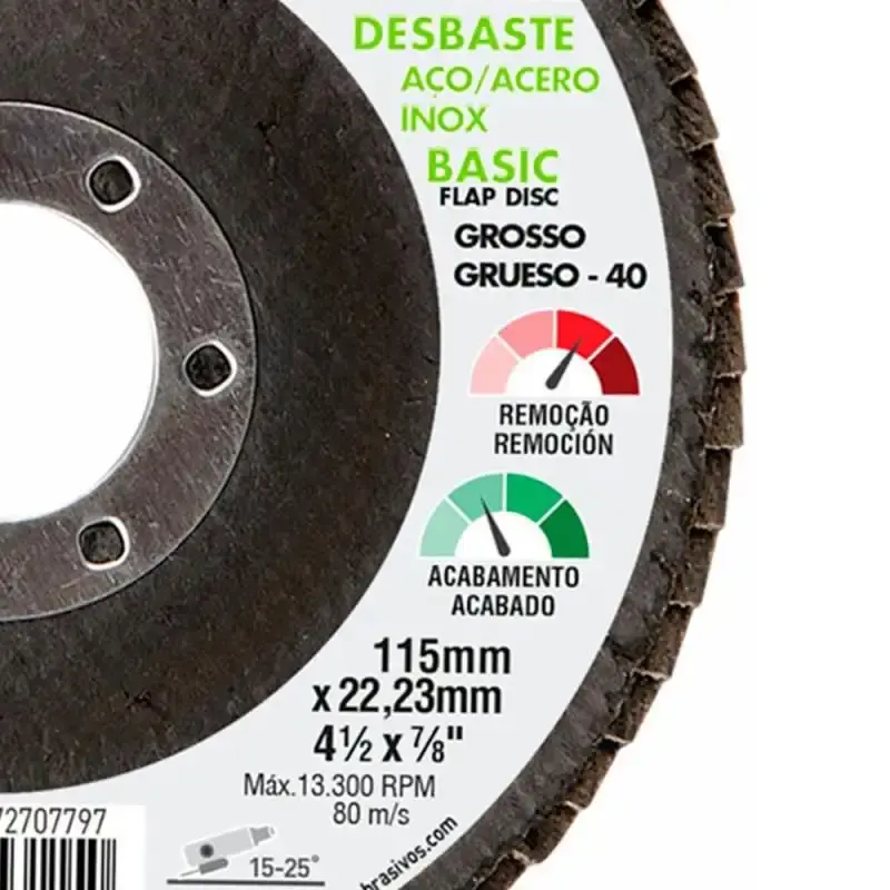 Disco de lixa flap 4.1/2 POL 50 unidades grão 40 classic basic Norton — fotografia 3