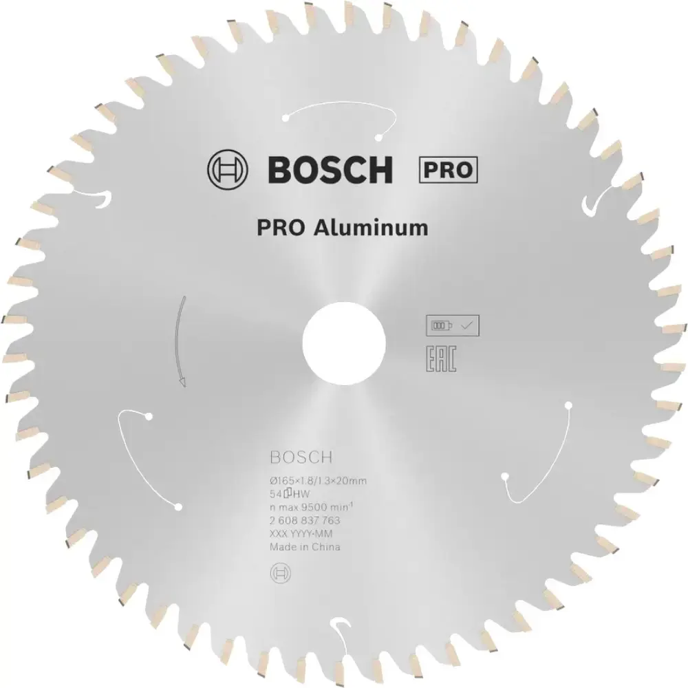 Disco de serra circular PRO aluminium cordless 165X20MM 54 dentes Bosch — fotografia de referência