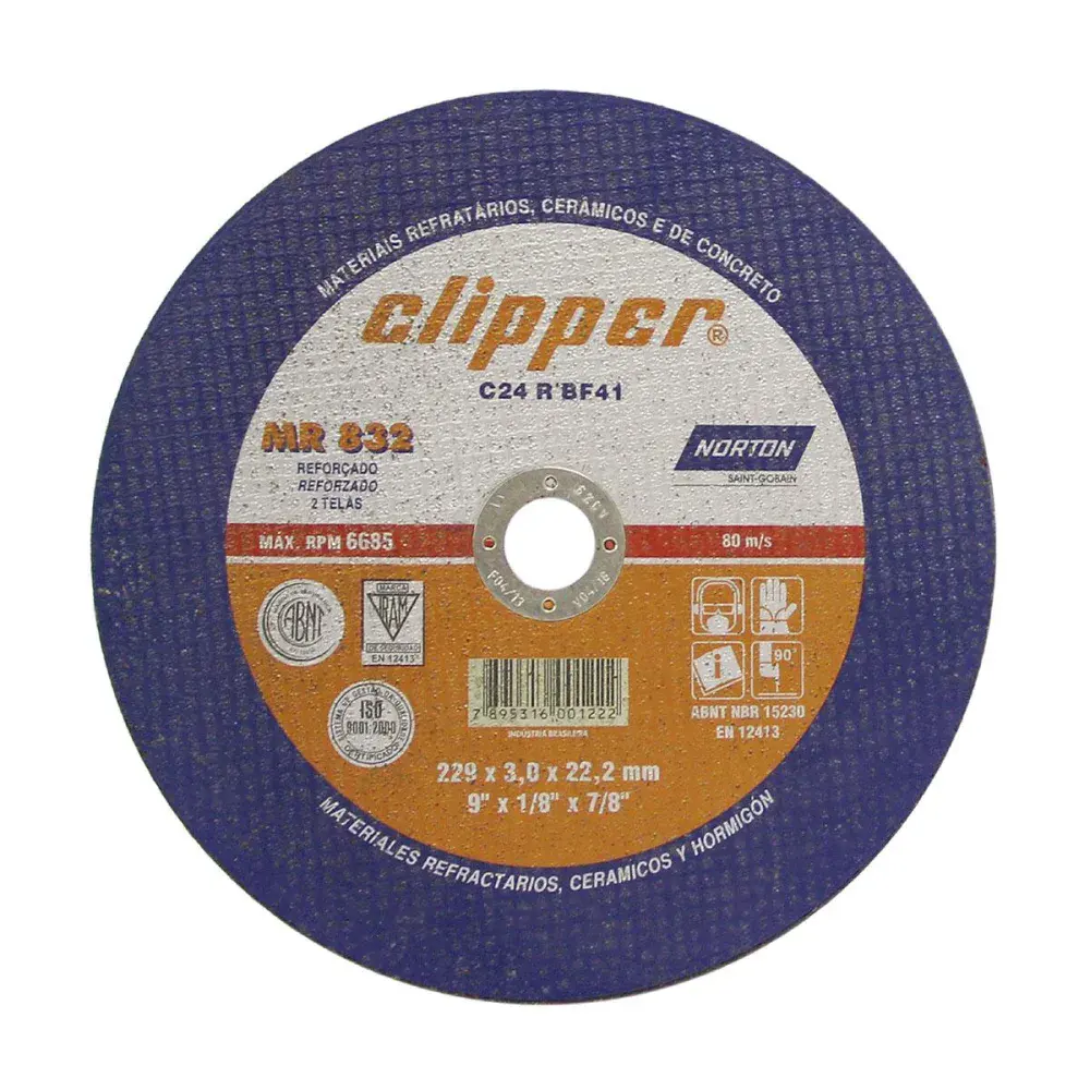 Disco de corte clipper 230 x 3,0 x 22,22MM Norton — fotografia de referência