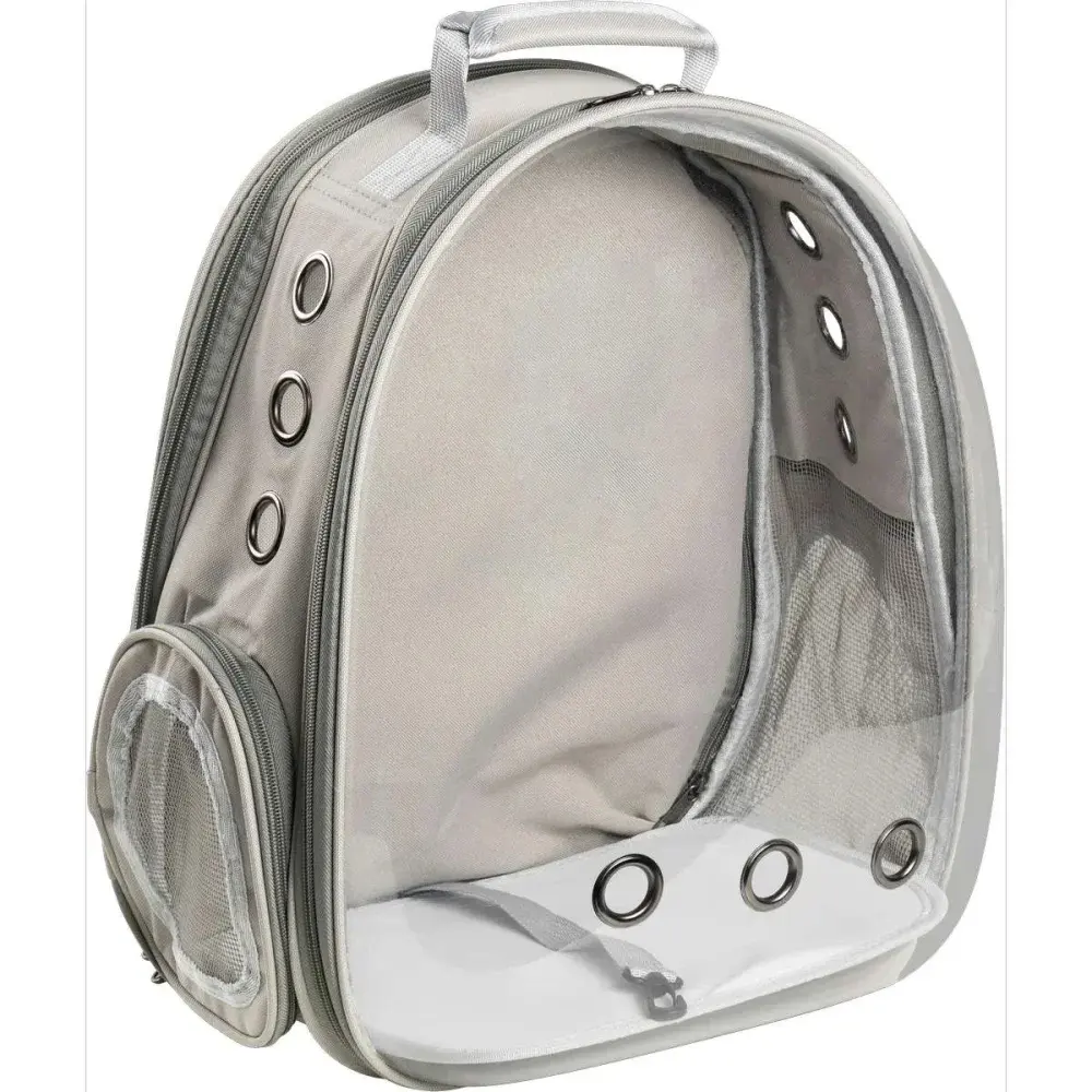 Mochila de transporte cabana expansível para pets cinza Kala — fotografia 5