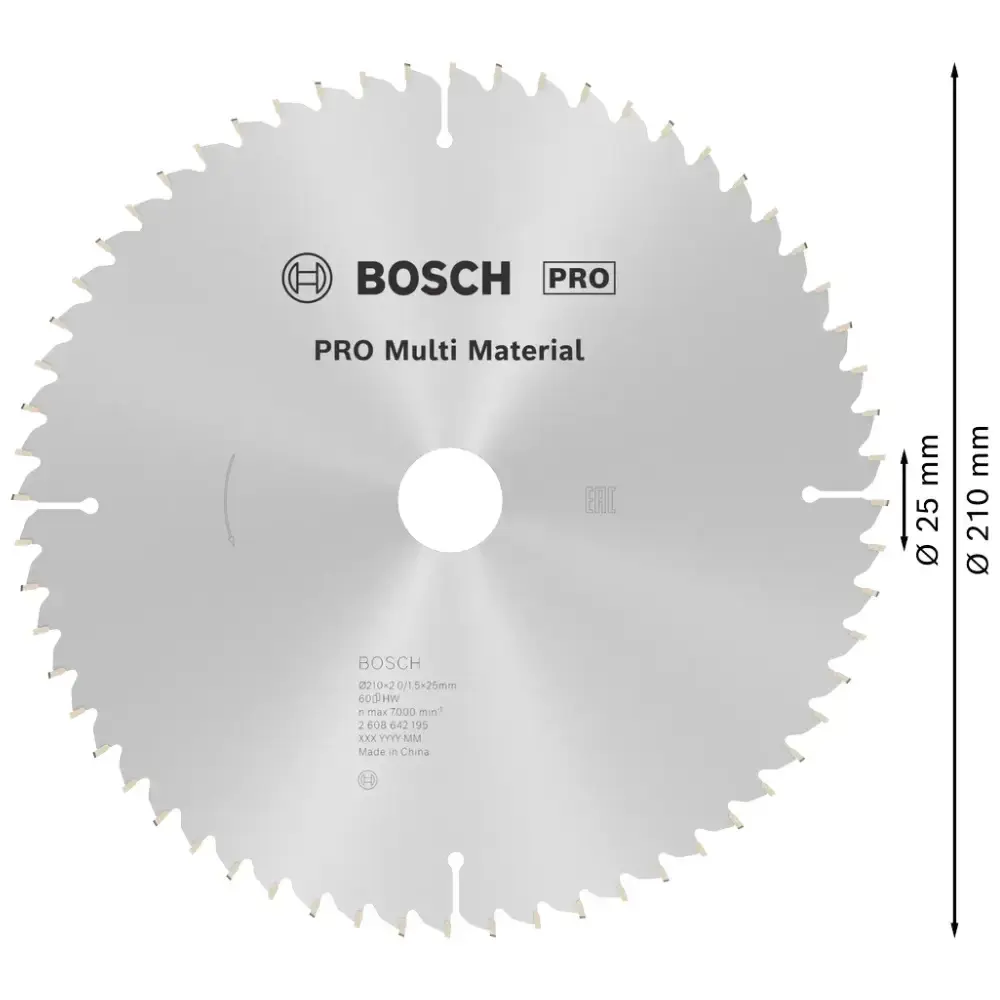 Disco de Serra Circular Multimaterial 210 x 25 MM 60 Dentes BOSCH — fotografia 2