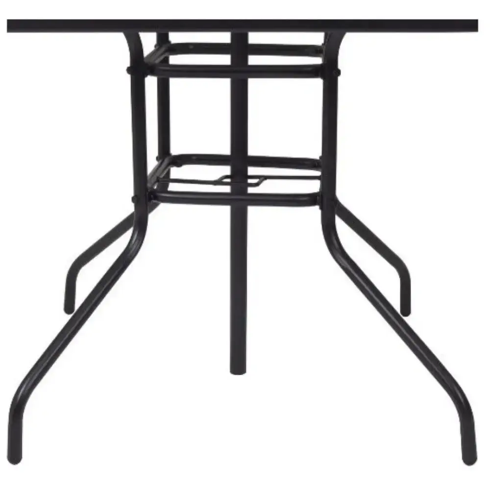 Conjunto com mesa cadeiras e guarda sol preto para jardim chicago Mor — fotografia 4