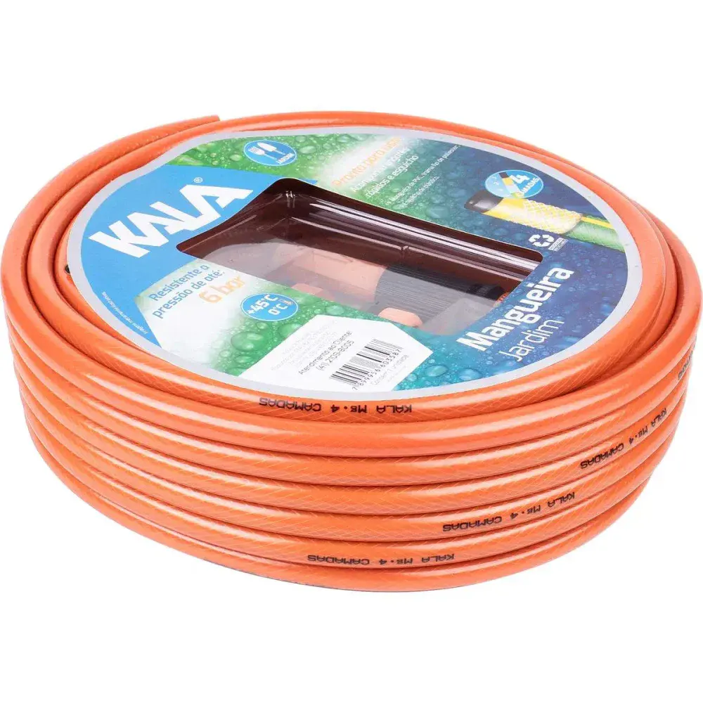 Kit mangueira jardim reforçada laranja 4 camadas 20M Kala — fotografia 6
