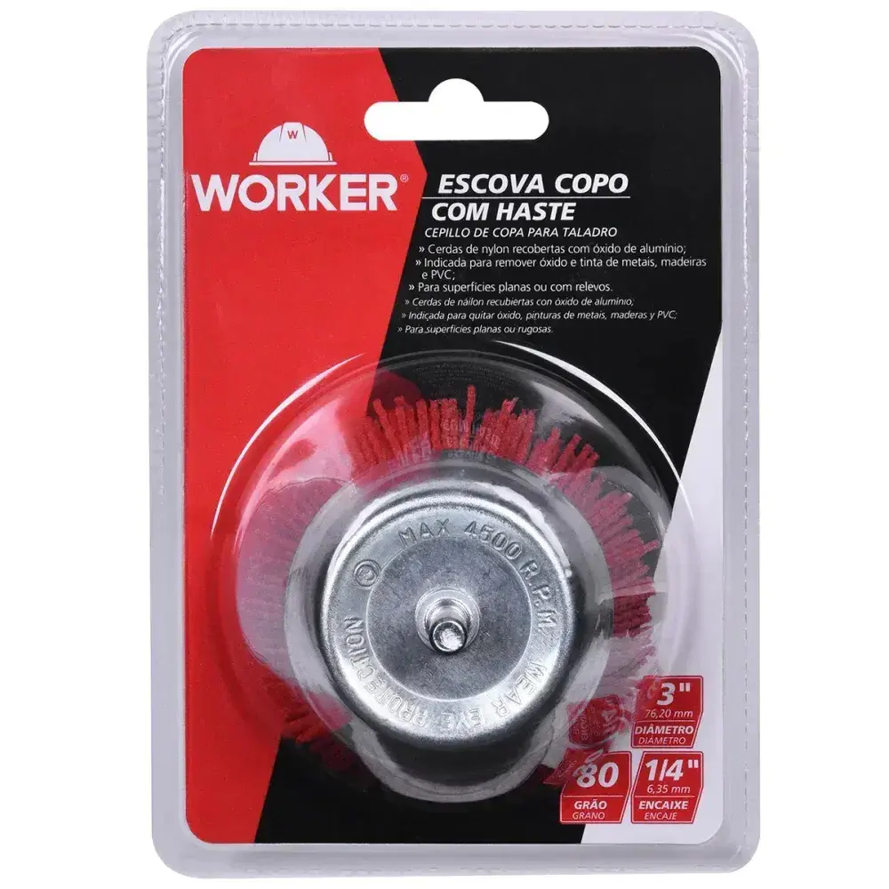 Escova copo nylon 3 com haste Worker — fotografia 5