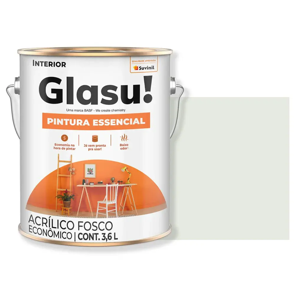 Tinta acrílica essencial fosco gelo 3,6L glasu Suvinil Glasu!