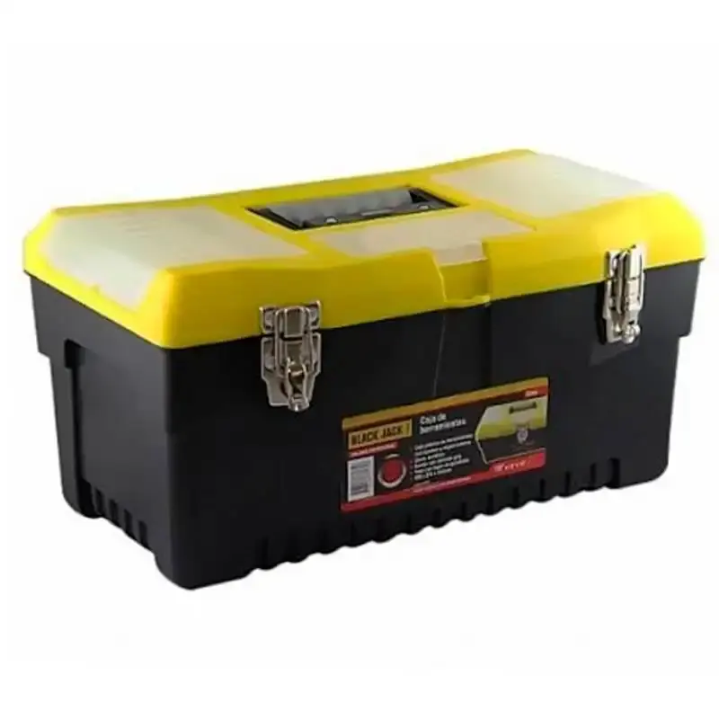 Caixa de ferramentas 13 POL 33 CM E092 fecho metálico e bandeja black jack — fotografia 2