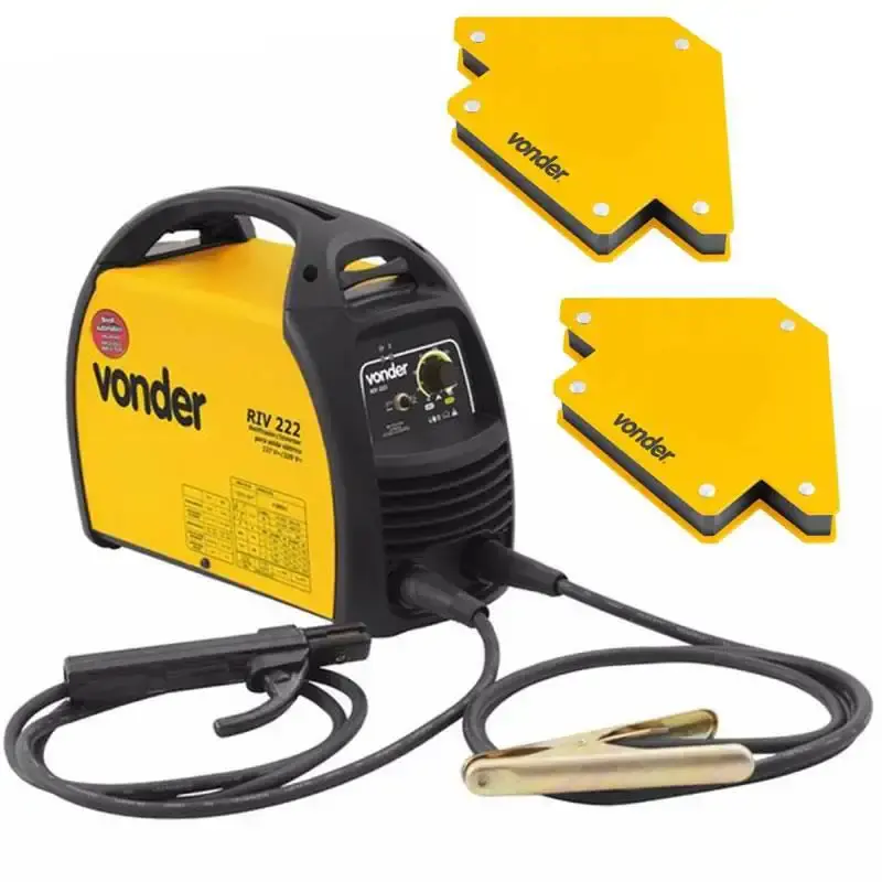 Máquina de solda inversora RIV 222 bivolt + 2 esquadros magnéticos 10 KG Vonder — fotografia de referência