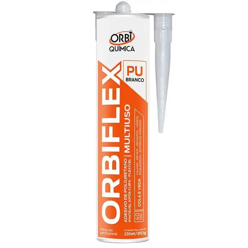 Adesivo silicone PU selante orbiflex branco para vedação 230 ML 380 GR Orbi química