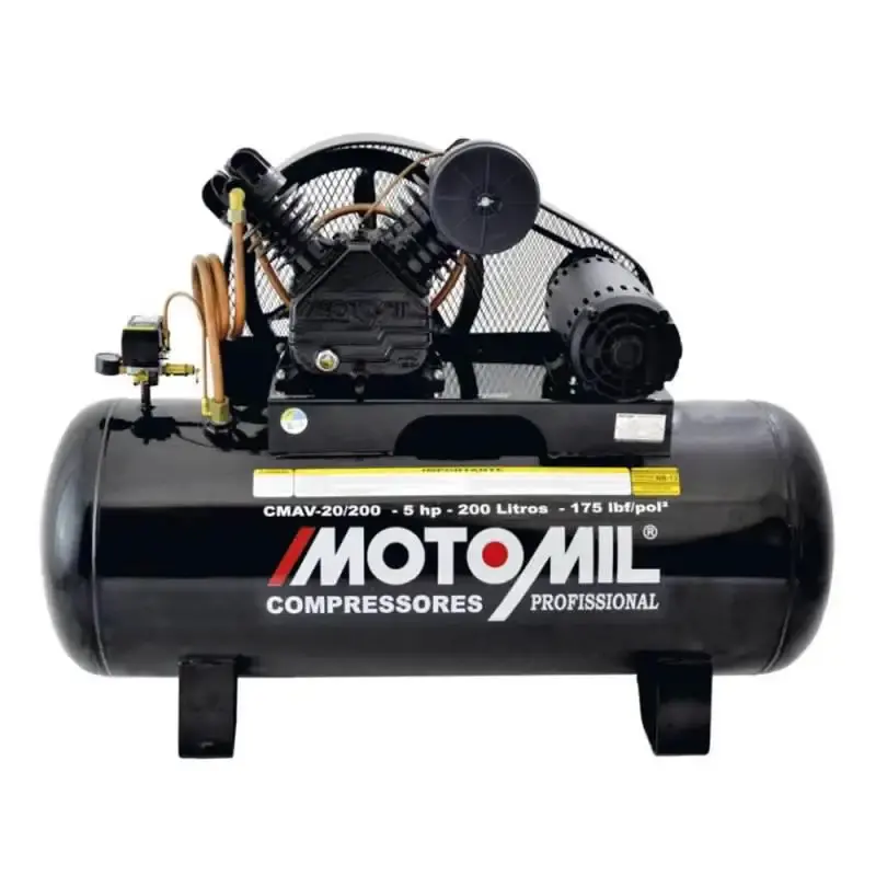 Compressor 20 Pés 5HP 200L 2 Pistões c/ Motor Trifásico CMAV-20/200 MOTOMIL