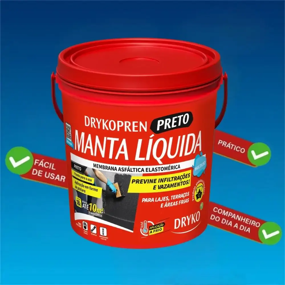 Manta líquida asfáltica drykopren 18 litros preto Dryko — fotografia 4