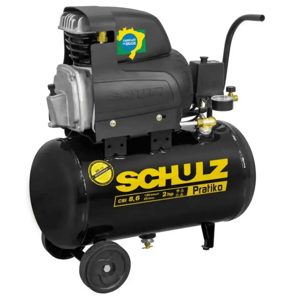 Compressor de Ar Schulz Pratiko 8,6PCM 25L 127V ou 220V CSI8,6/25 SCHULZ 110 V