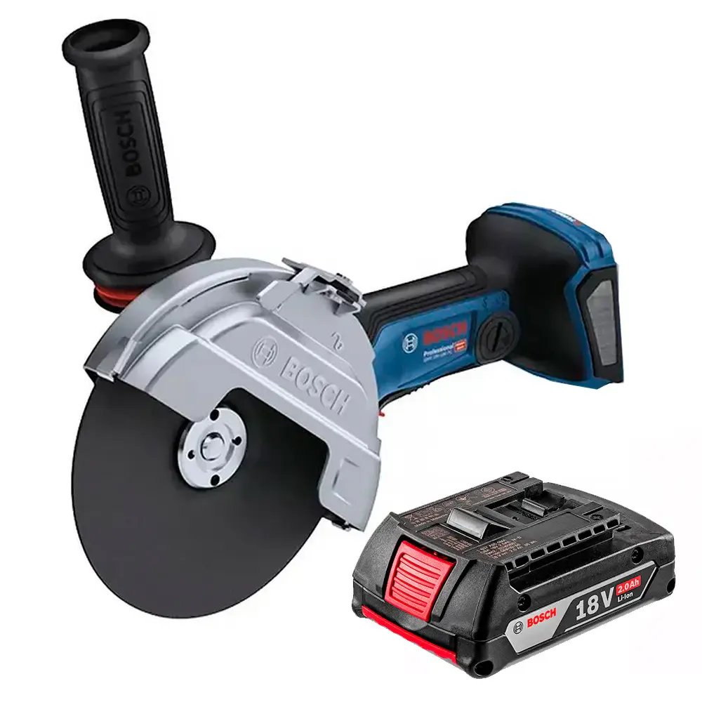 Esmerilhadeira 7 pol GWS 18V-180 PC brushless biturbo com bateria 2,0 ah Bosch — fotografia de referência