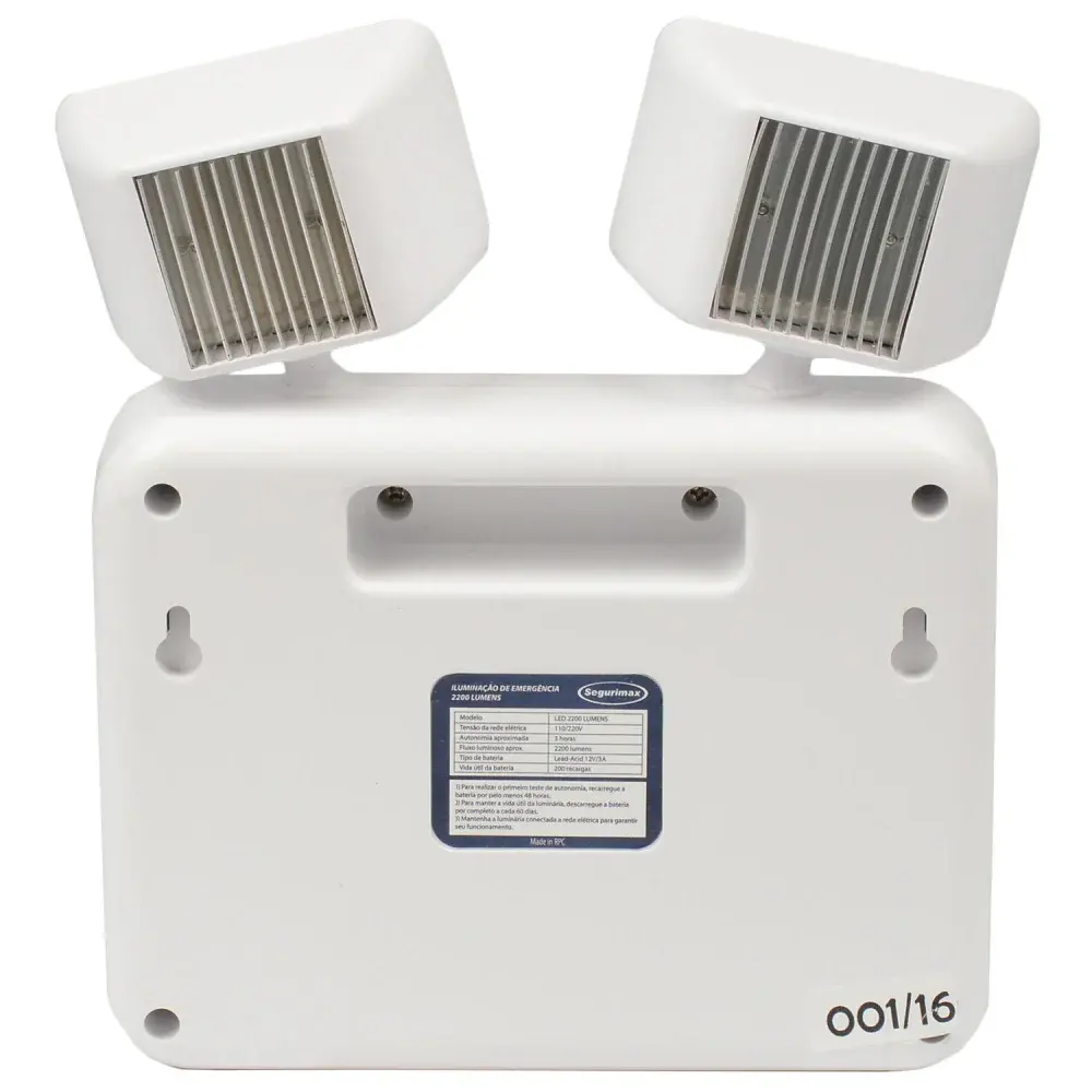 Luz de emergência led 2 faróis 2200LM biv Segurimax — fotografia 3