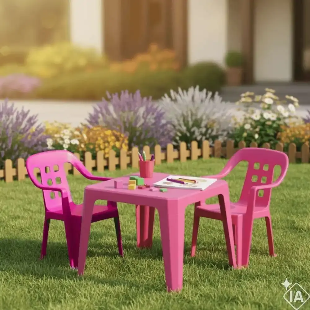 Mesa Play Infantil 61 x 46cm Rosa com 4 Cadeiras de Plástico Infantil Rosa BEL Belfix — fotografia 5