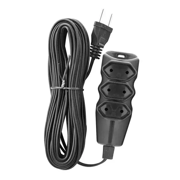 Extensão elétrica tripolar com 3 pinos preta 5M 250V Liege — fotografia 3