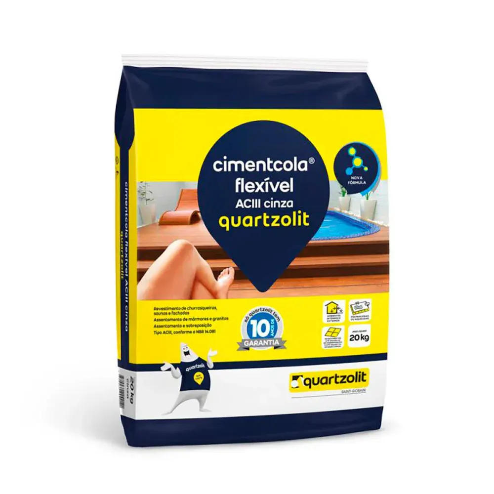 Argamassa cimentcola flexível aciii cinza 20KG Quartzolit