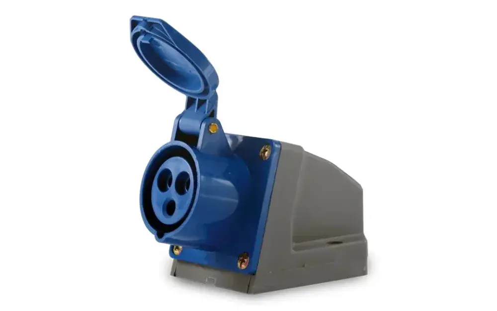Tomada sobrepor 2P+T 16A 200/250V 6H azul Soprano — fotografia 2
