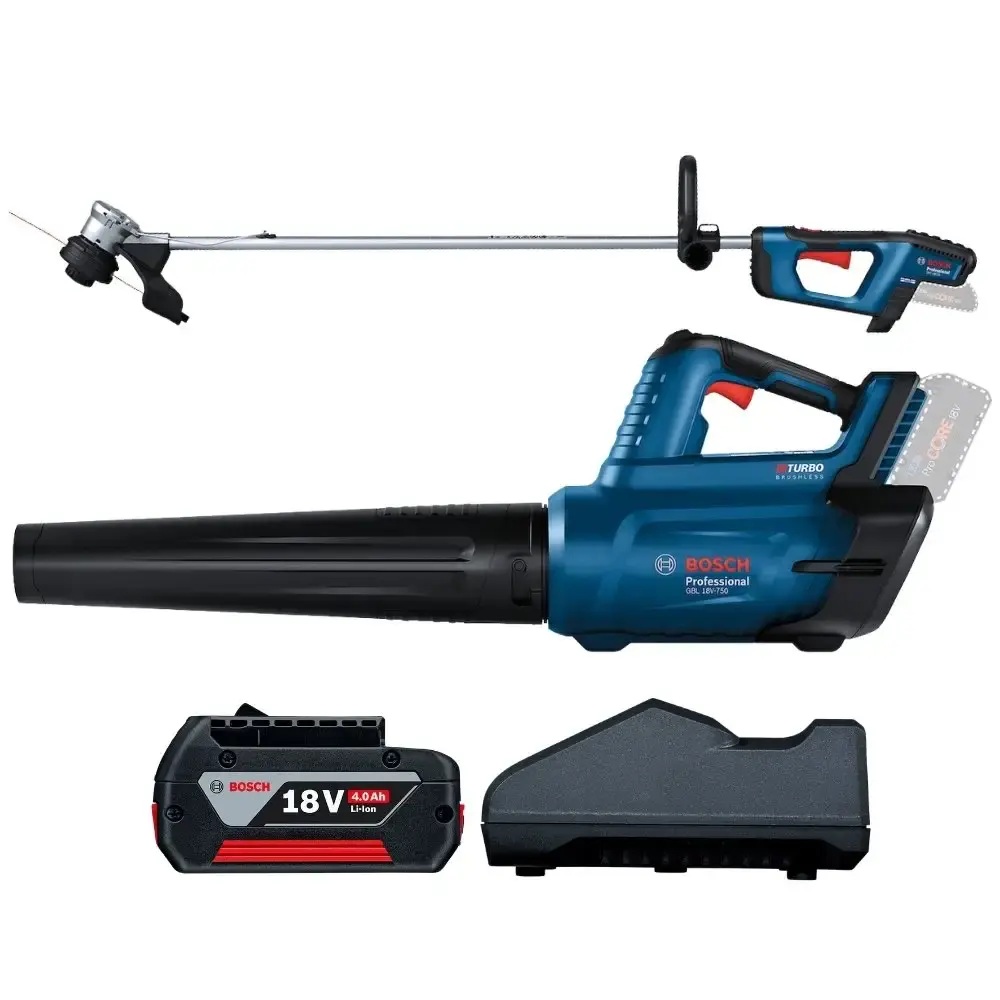 Aparador de grama GRT 18V-33 com soprador de ar 18V-750 e bateria 18V 4,0AH carregador bivolt Bosch — fotografia 2